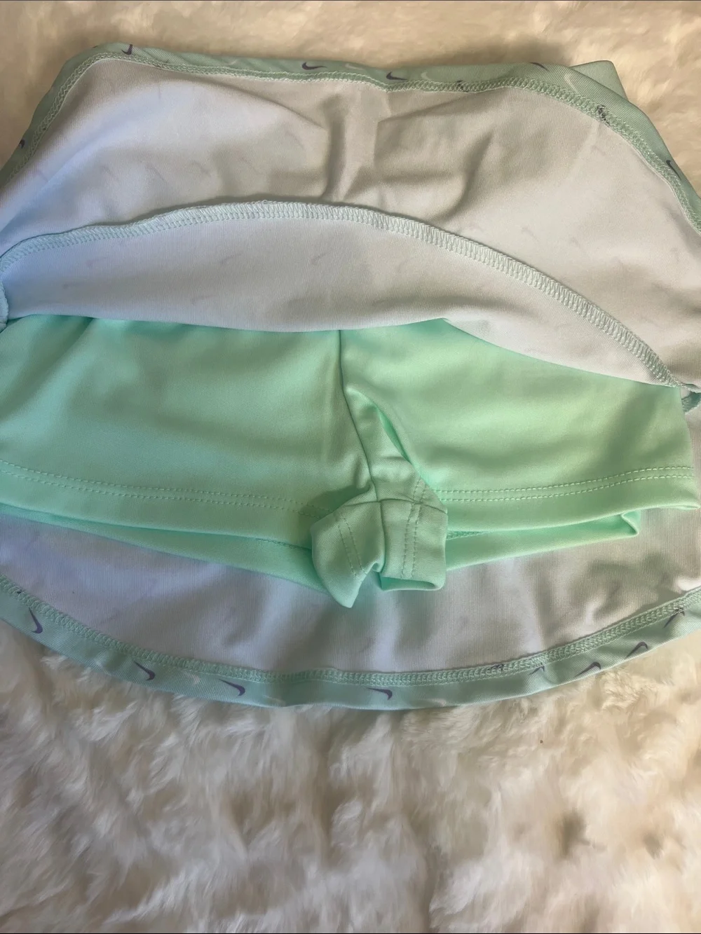 Nike Mint Green Circle Skater Skirt with Purple Swoosh Print 3T